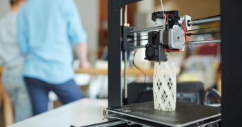 Modern 3d printer with architectural model