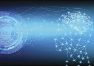 Artificial Intelligence with futuristic of world communication.